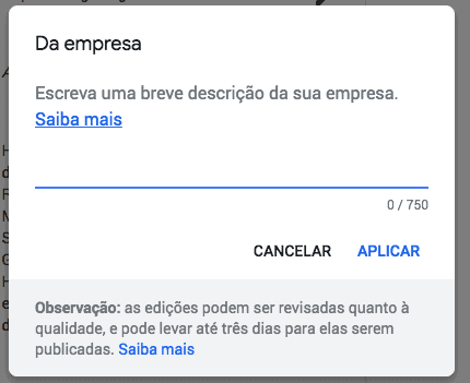 Como inserir Descrição no Google Meu Negócio