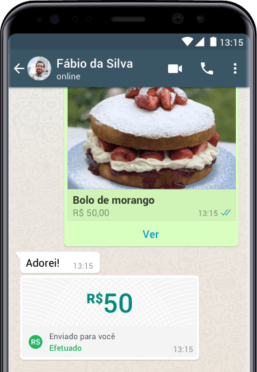 Exemplo de venda de bolo por meio do WhatsApp